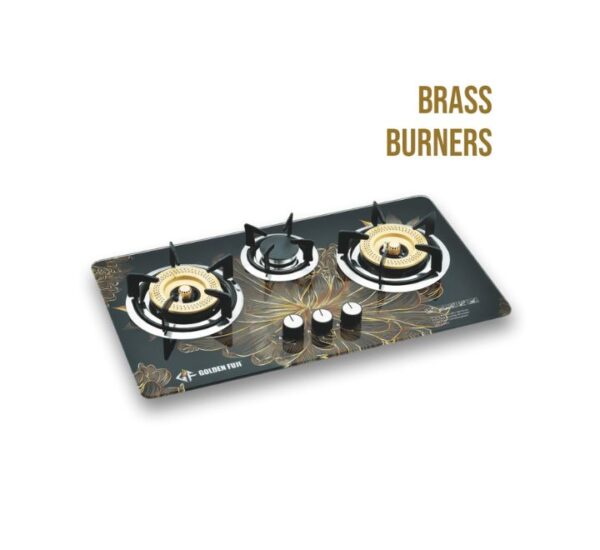 Discover the Golden Fuji Built-In Glass Hob #GT-3A23, with 3 durable burners, an 8mm tempered glass top, and LPG/NG compatibility for modern kitchens.