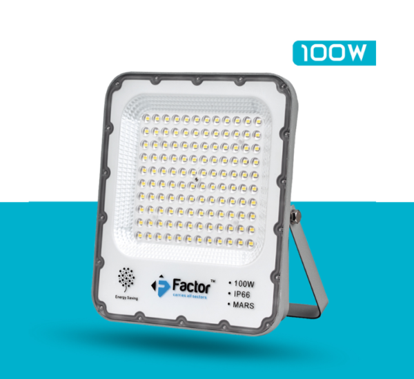 The Factor LED Flood Light MARS-100 offers powerful 100W illumination, perfect for security and large area lighting with versatile voltage compatibility.