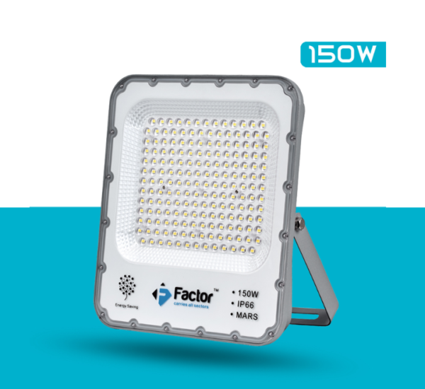 Choose the Factor LED Flood Light MARS-150 for efficient illumination with 15,000 lumens, perfect for large areas and ensuring long-lasting performance.