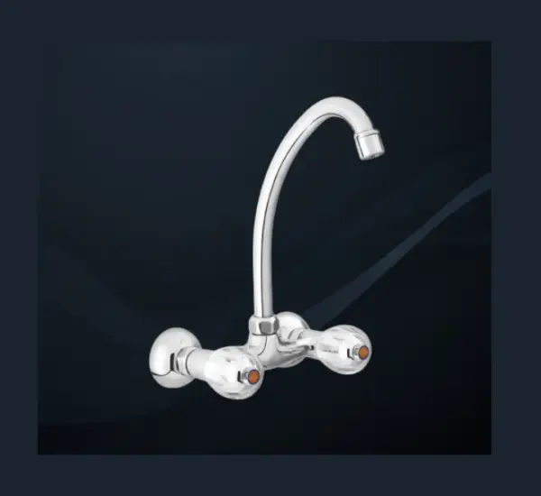 Elevate your kitchen with the Wall Mounted Sink Mixer 019 Master featuring a striking chrome finish and a HU Type Large Neck for enhanced functionality.