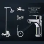 Upgrade your bathroom with the Echo-Tech Master Sanitary 3099A. This 8-piece collection blends modern design and functionality for a stylish upgrade.